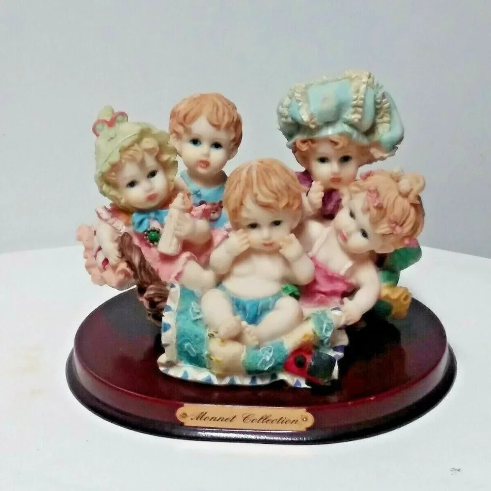 Monnet Collection Resin Figurines of Children sitting playing collectible EUC